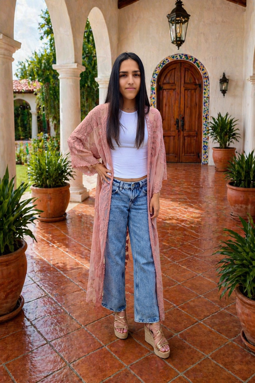 Pink Floral KImono